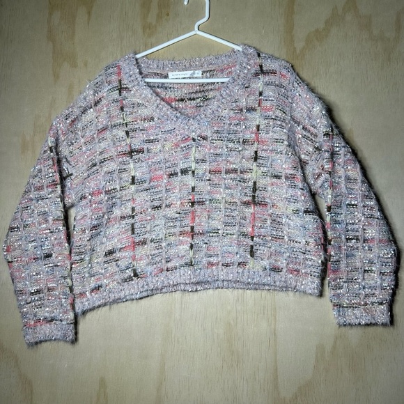 Altar'd State V-Neck Sweater in Pink and Cream Women’s Size Small - Picture 1 of 10